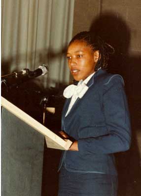 Zenani Mandela during alocution in the romm called 